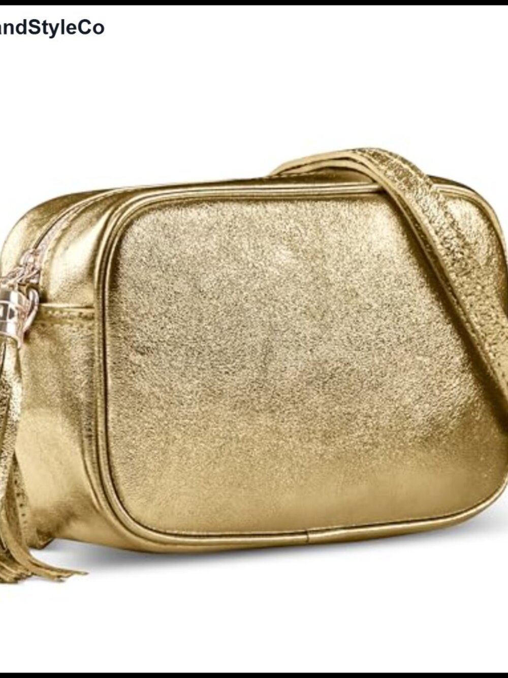 Italian Metallic Suede Crossbody Bag Small Zip Tassel Purse